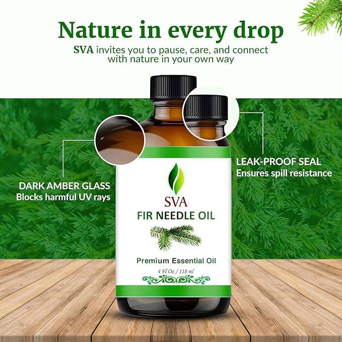 SVA Fir Needle Essential Oil, Glass Bottle with Dropper, 4 Fl Oz (118 ml)