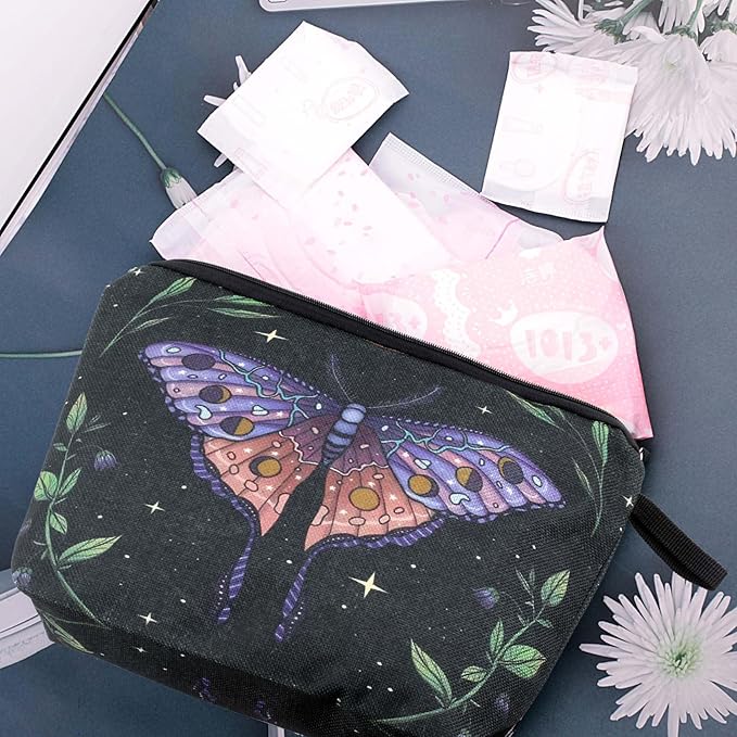 Pebarmnt Cute Animal Lovers Gifts Butterfly Cosmetic Bag Makeup Pouch with Zipper (purple butterfly)