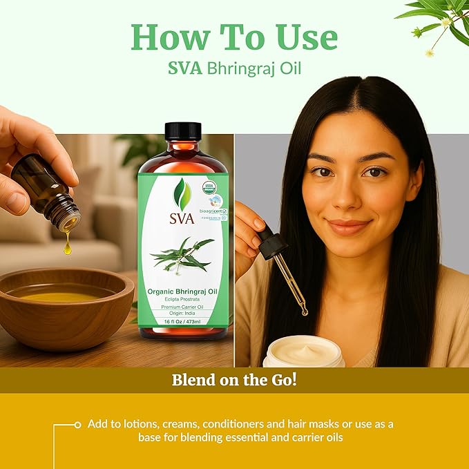 SVA Bhringraj Oil - 16 Fl Oz - for Face, Skin Care, Hair Care, Scalp Massage & Body Massage