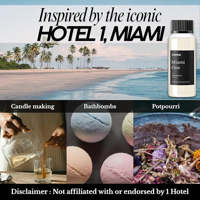 Scentia Miami One (My Way) Diffuser Oil Refill – Hotel Fragrance Oil Inspired by 1 Hotel Miami Beach – 120 mL – Lemon, Sandalwood & Cedar Long-Lasting Scent for Ultrasonic & Waterless Diffusers