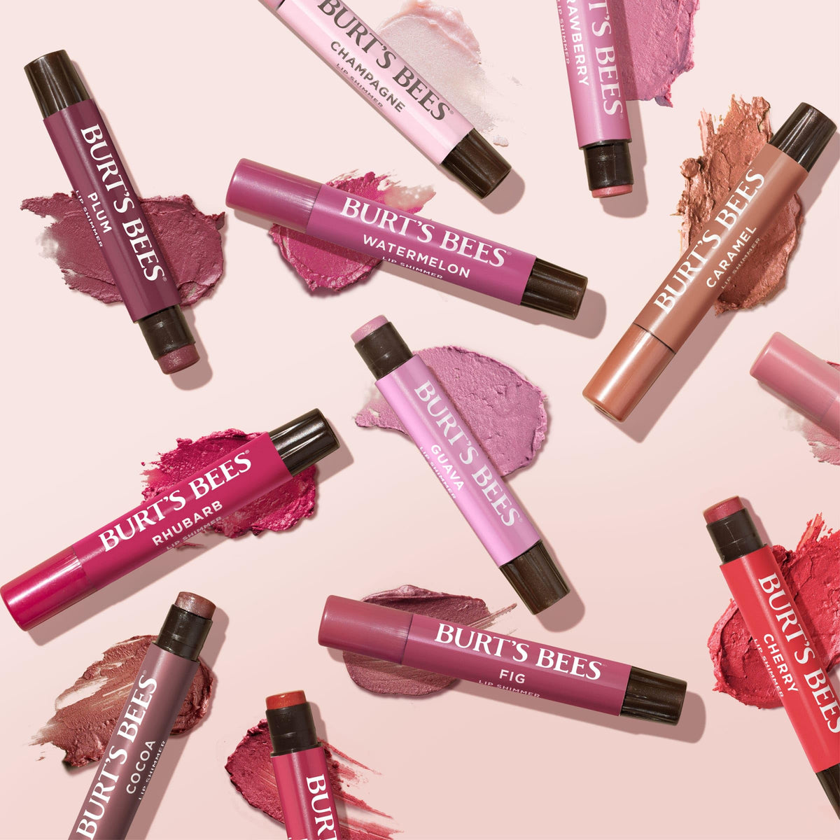 Burt's Bees Shimmer Lip Tint Set, Tinted Lip Balm Stick, Moisturizing for All Day Hydration with Natural Origin Glowy Pigmented Finish & Buildable Color, Caramel (4-Pack)