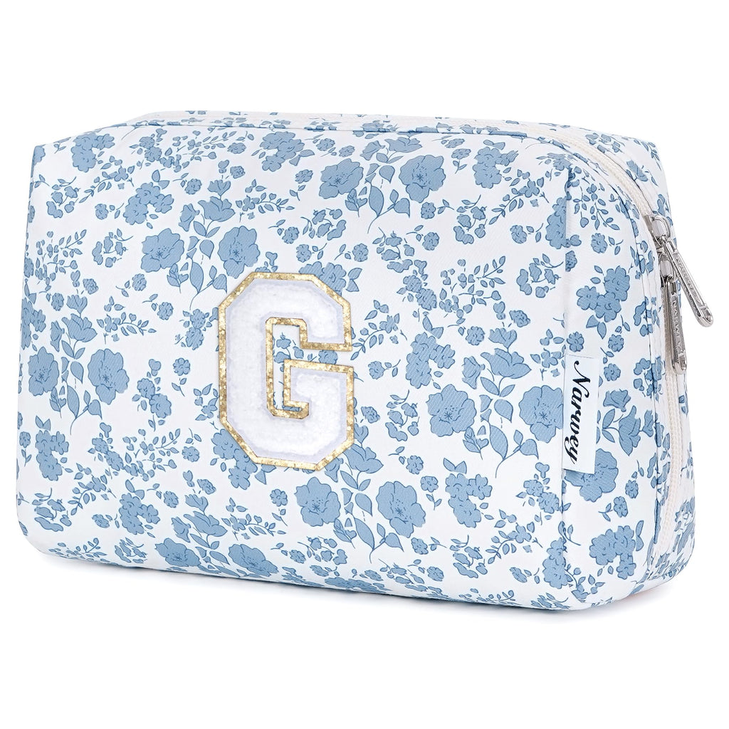 Narwey Initial Makeup Bag, Birthday Gifts for Teen Girls kids Tween Women