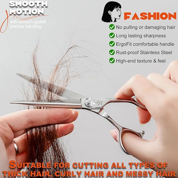 Fengliren High-end Professional Extremely Very Sharp Barber Hair Cutting Scissors Hairdresser Shears For Hair 6.5 Inch Haircut Scissor Made Of Stainless Steel Alloy For Hairdressing Salon and Home Use