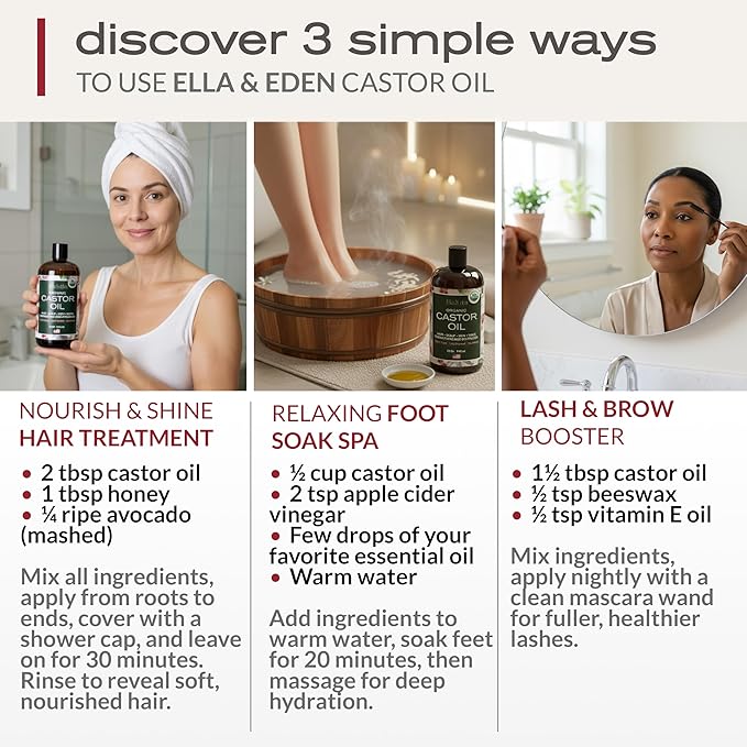 USDA Organic Castor Oil, 100% Pure Cold-Pressed Hexane-Free, 32 Fl Oz