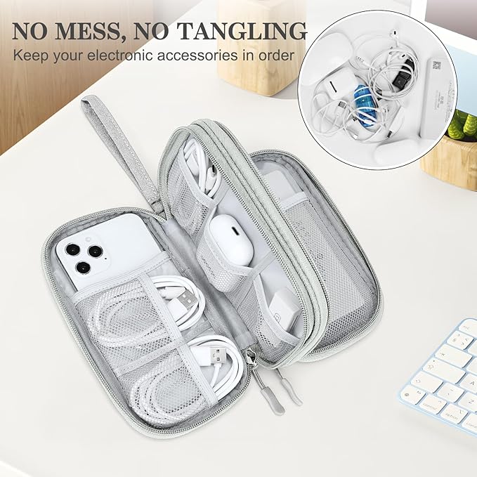 FYY Electronic Organizer, Travel Tech Pouch Bag, Cable Organizer Grey