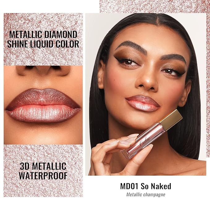 Oulac Pink Lipstick for Women - Metallic Lipsticks, Pink Shimmer Lip Gloss Long Lasting Waterproof, High Impact Lip Color, Oil-Based Formula, Transferproof, Vegan & Cruelty-Free Lip Makeup MD01