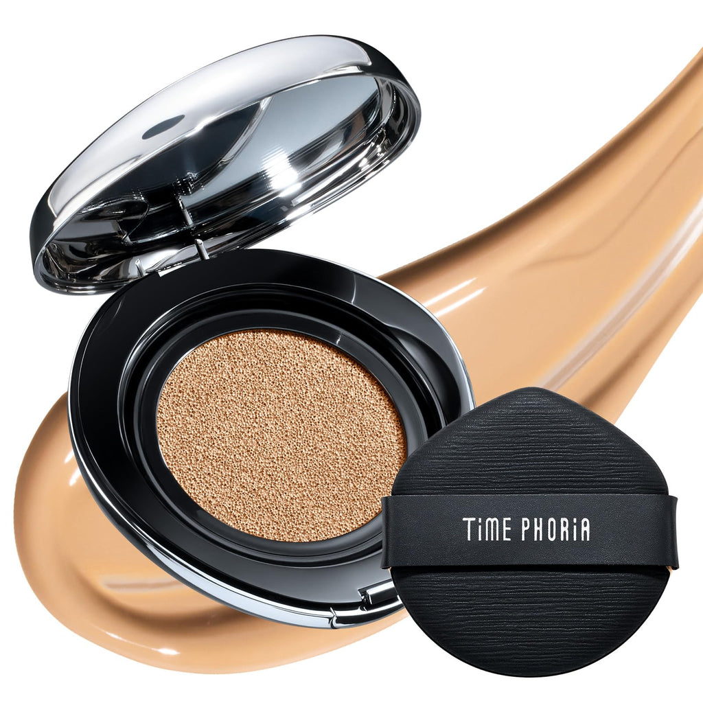 TIMEPHORIA Timeless Lumina Matte Cover Cushion Foundation -03W Warm Fawn, Full Coverage Air Cushion, Lightweight & Natural Flawless Matte Finish, 12H Oil Control, Long-Lasting, Waterproof, Sweatproof