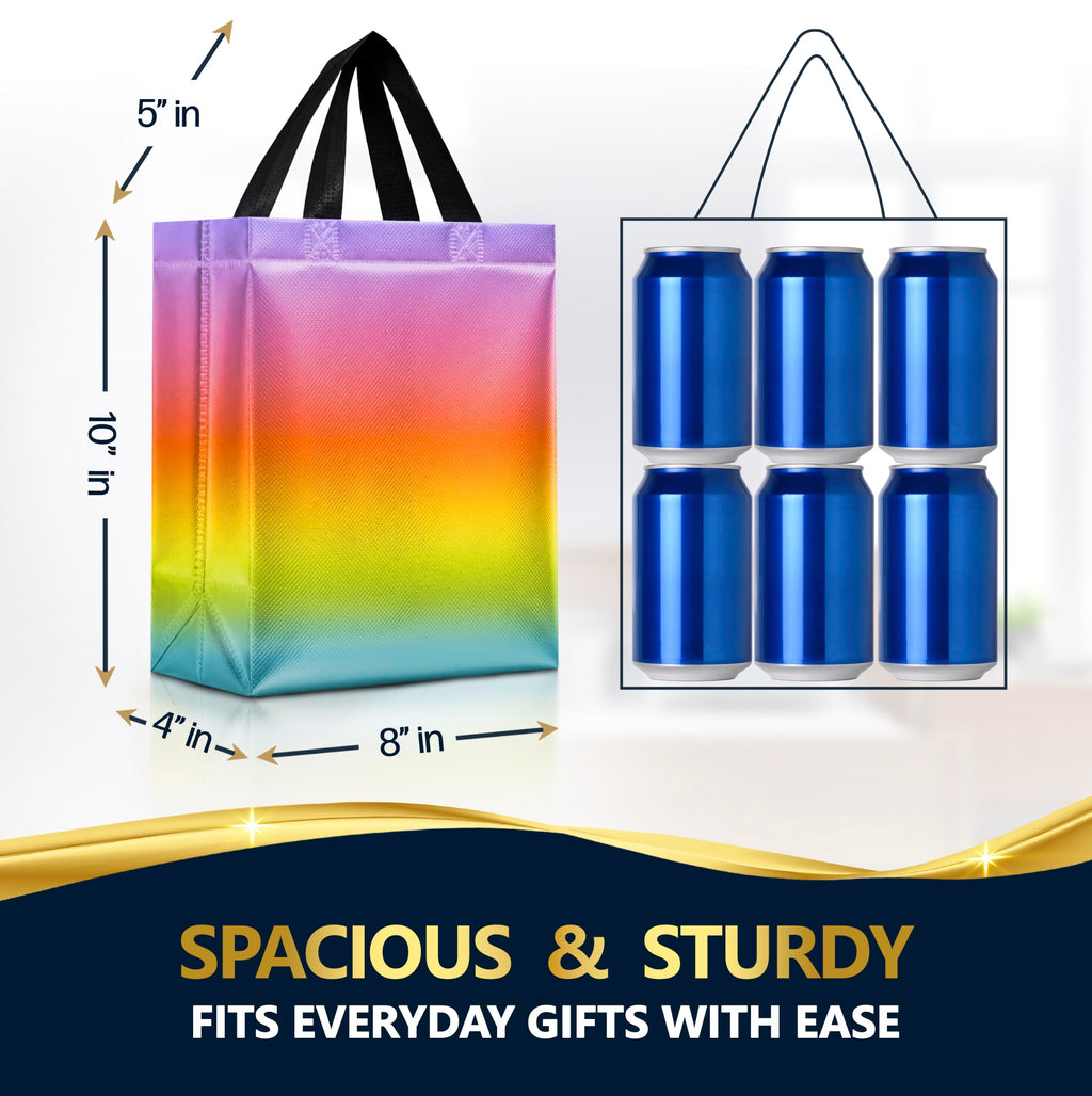 Nush Nush Medium Rainbow Gradient Mix Gift Bags, 8 x 4 x 10, Set of 12
