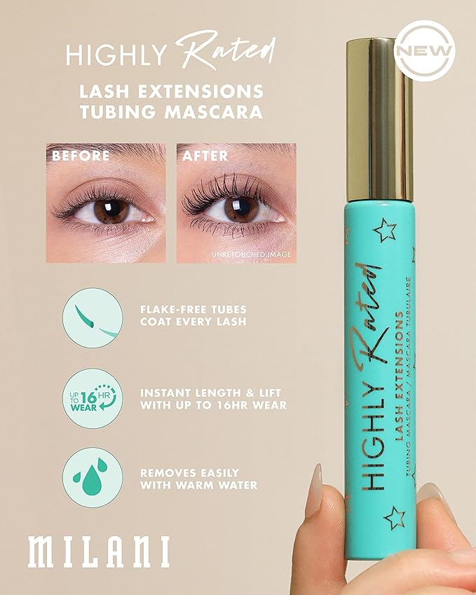 Milani Highly Rated Tubing Mascara for Length, No Smudge Mascara - Black