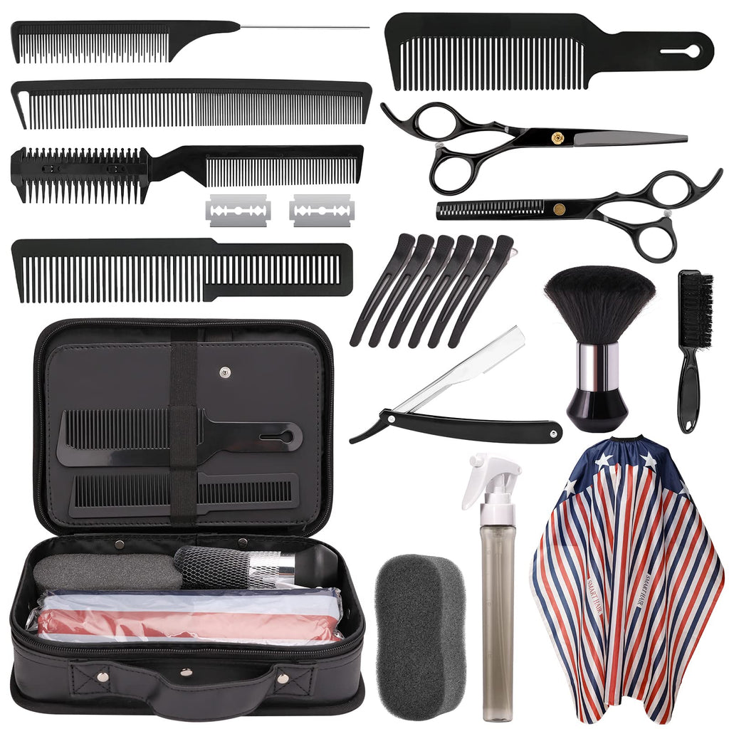 Hair Cutting Kit, 22 Pcs Professional Barber/Hair Salon Tool Set, Barber Bag Includes Hairdressing Scissors Shears, Barber Cape, Combs... Complete Hair Cutting Kit for Barber, Salon, Home Use