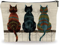 YKYENR Retro Makeup Bag - Three Cute Cats - Art Drawing Theme Cosmetic Bag, Toiletry Bag, Gift For Girls, Besties, Personal Care & Accessories(Back) - A24