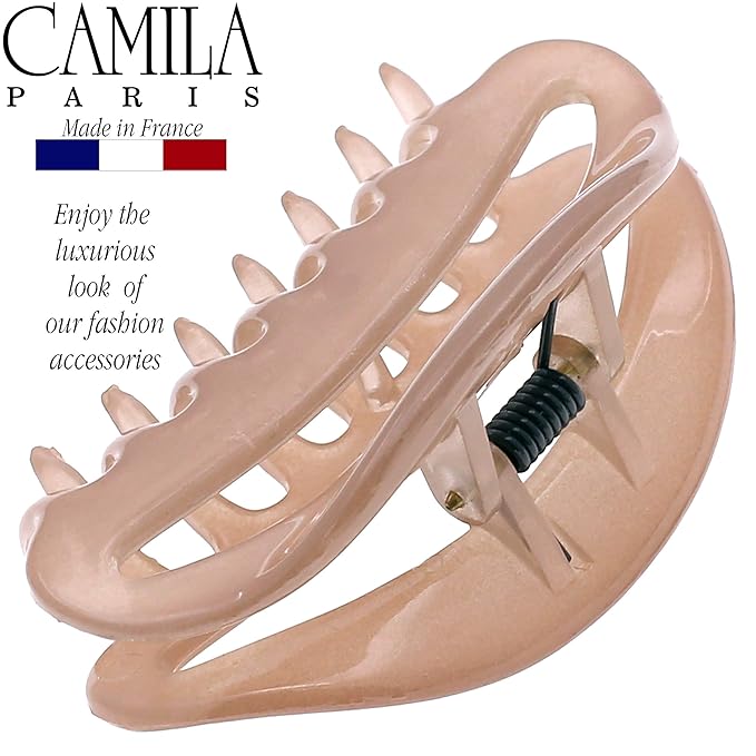 Camila Paris CP3078 French Hair Clip for Women, Small Beige, Girls Hair Claw Clips Jaw Fashion Durable Styling Hair Accessories for Women, Strong Hold No Slip Grip, Made in France