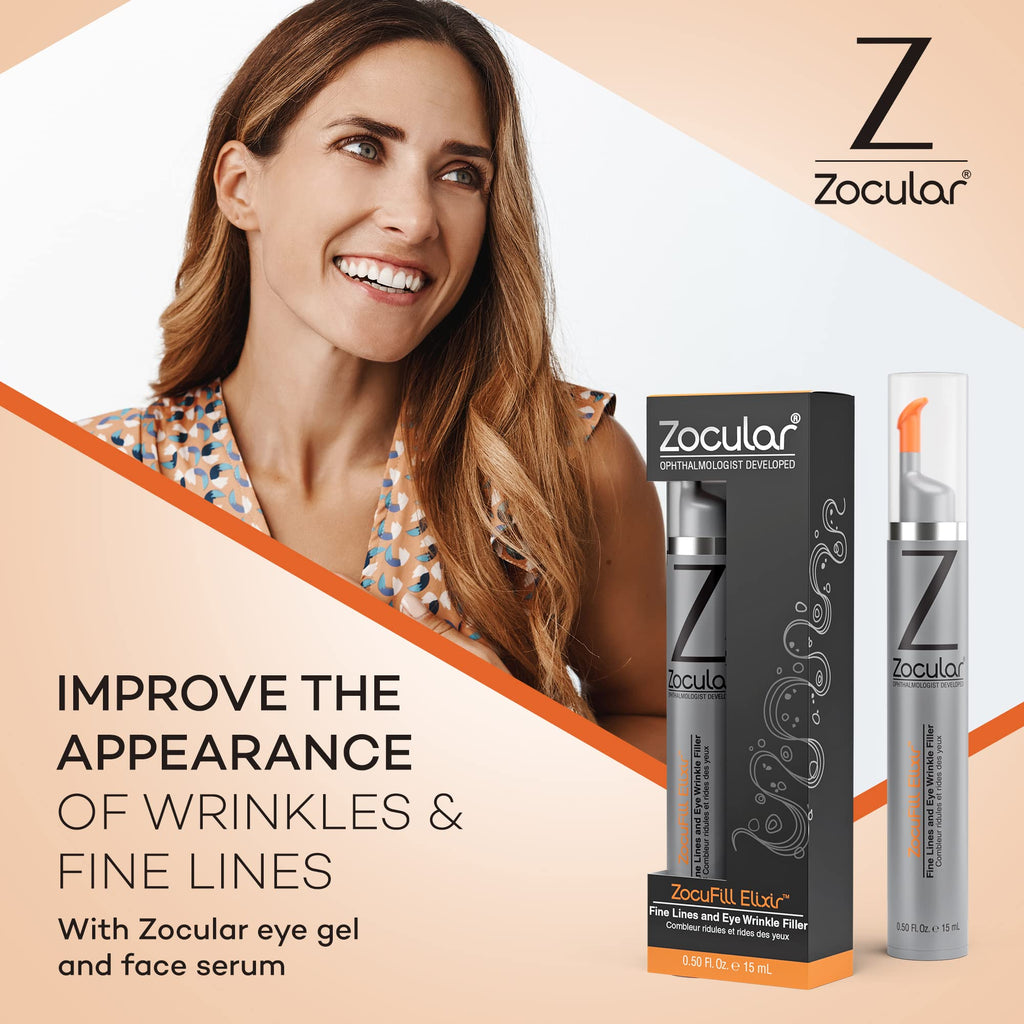 Zocufill Elixir Eye Gel and Face Serum, Fine Lines & Wrinkles Filler, 15mL