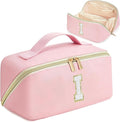 for Valentines Day Gifts, Makeup Bag for Women, PU Leather Travel Toiletry Bags, Initial Make Up Cosmetic Pouch for Teen Girls, Wide Open Portable Skincare Bag, Personalized Birthday Gifts, Pink I