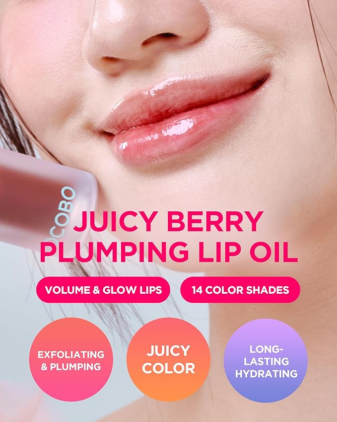 TOCOBO Juicy Berry Plumping Lip Oil 04 Bitter Brown (Nude Ginger Brown) – Korean Vegan Tinted Lip Gloss Oil with Volufiline, MLBB Warm Tone Nude, Glassy Shine, Silicone Tip, Non-Sticky, 0.12 fl.oz