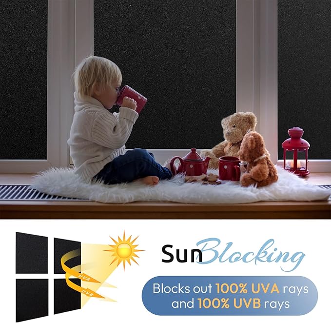 rabbitgoo Blackout Window Film Room Darkening Light Blocking 35.4" x 118.1"