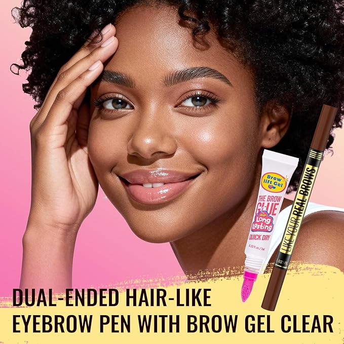 Vevivia Dual-Tip Microblading Eyebrow Pencil & Clear Brow Gel, Dark Brown