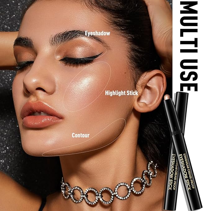 Wugbc Eyeshadow Stick Waterproof Cream Eye Shadow Pencil Long-Lasting Crease-Proof Shimmer Glitter Eyeshadow Crayon Smooth High Pigmented Highlighter Neutral Eye Shadow Liner Makeup, 1 CARAMEL