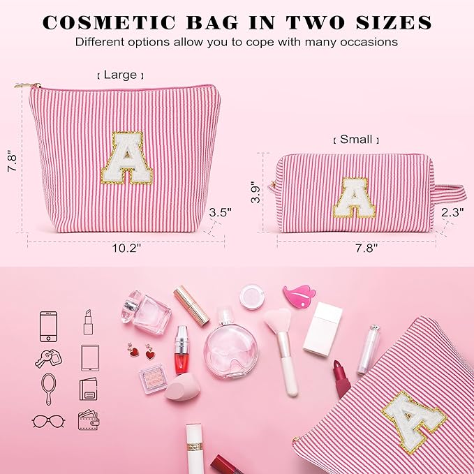 Travel Makeup Bag Organizer - Travel Essentials, Initial Travel Toiletry Bag with Zipper | Small Makeup Bag for Purse Cute Purple Stuff Birthday Gifts for Women Mom Daughter, Purple Letter L
