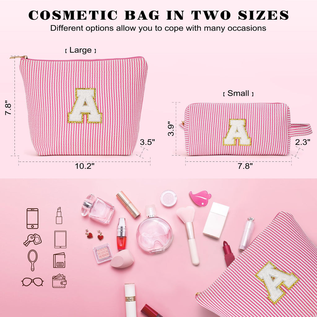 Fohufo Birthday Gifts for Women - Initial Makeup Bag Set, Portable Makeup Pouch Cosmetic Bag with Zipper, Travel Essentials Toiletry Bag Travel Gifts for Women, Pink Letter B