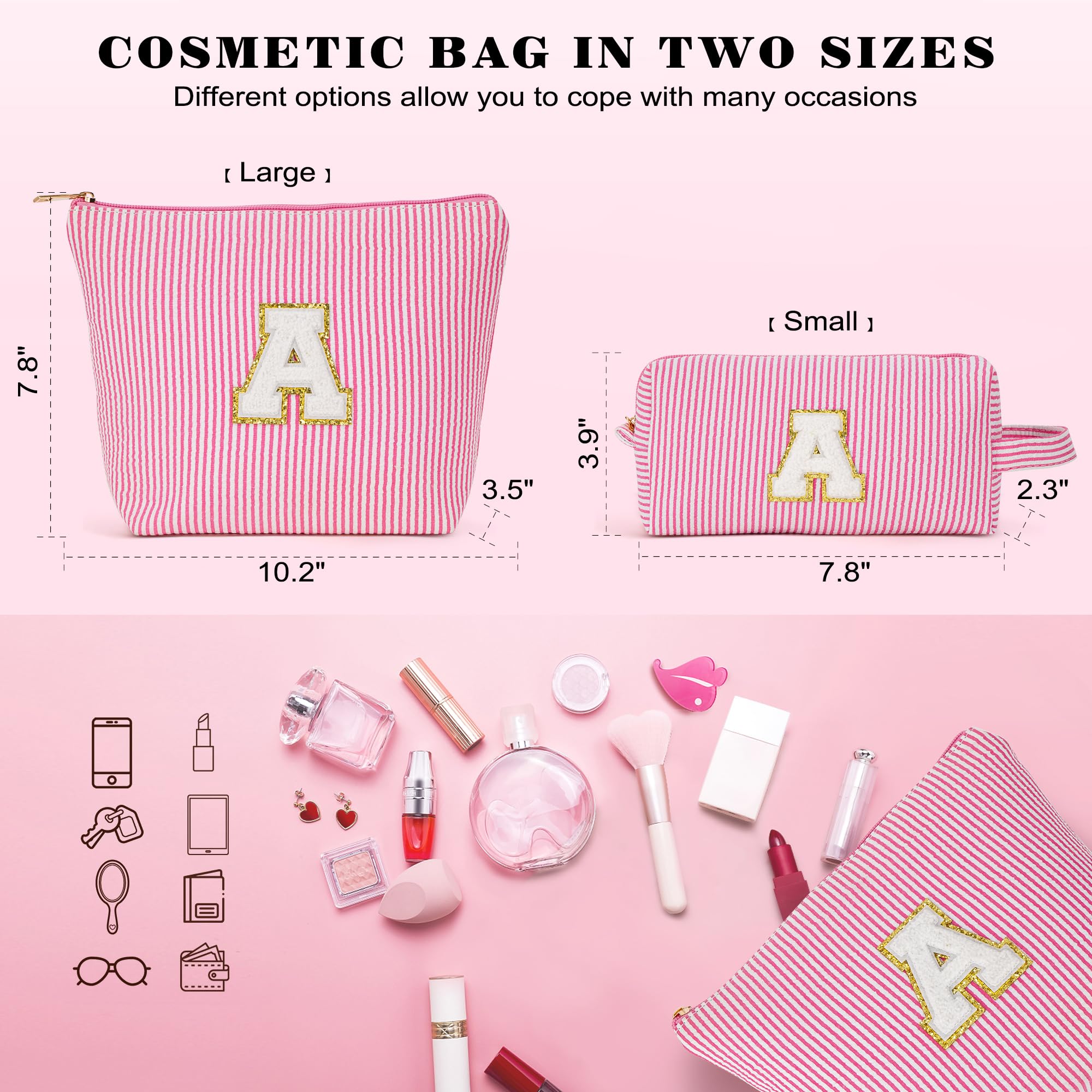Fohufo Travel Cute Makeup Bag Set - Make up Cosmetic Bag for Women, Small Makeup Bag for Purse Makeup Kit | Purple Stuff Birthday Gifts for Women Travel Essentials, Purple Letter S