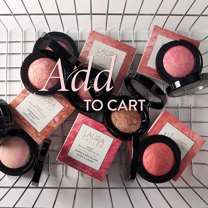 LAURA GELLER NEW YORK Baked Blush-n-Brighten for Mature Skin - 04 Cherry Custard - Powder Blush Won't Settle into Fine Lines - Buildable Natural Finish – Longlasting Formula - Made in Italy