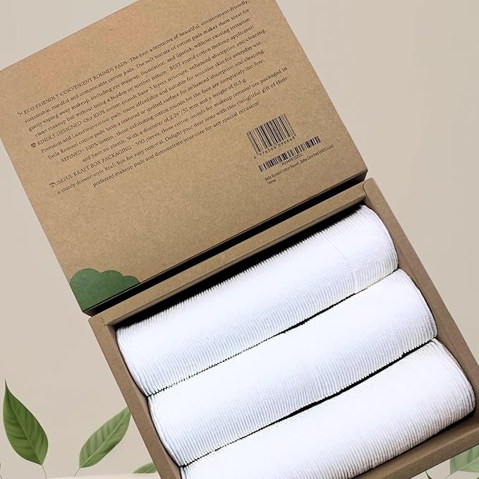 Bella Romani Certified Organic Cotton Rounds (300 Count) Makeup Remover Pads, Hypoallergenic, Lint-Free | 100% Pure Cotton