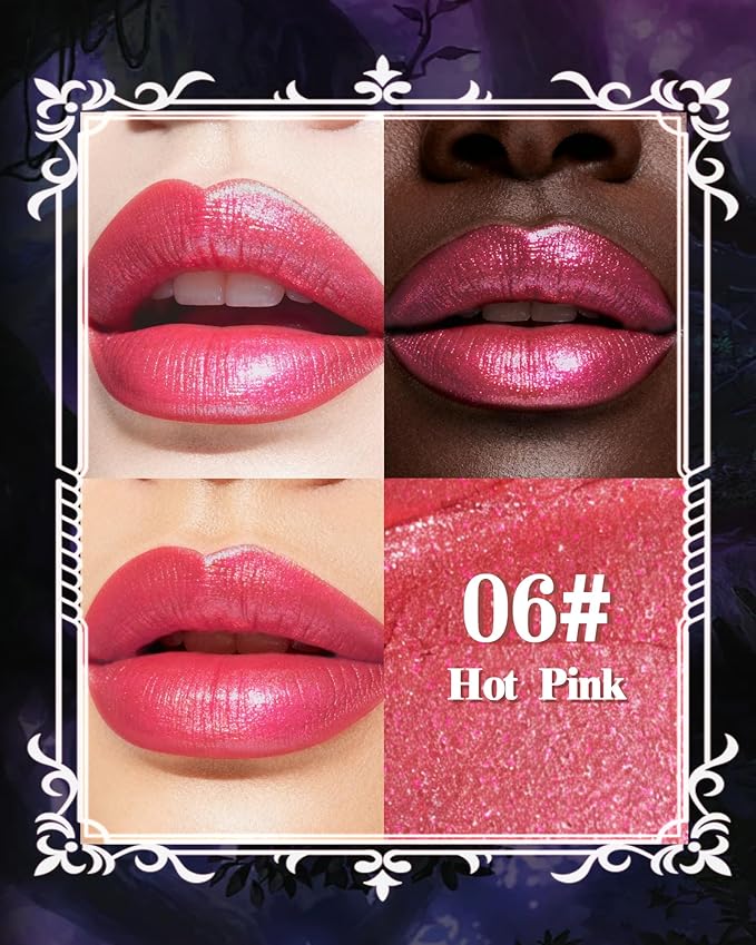 Metallic Lipstick, Hot Pink Shimmer Lipstick for Halloween 1 PC-06