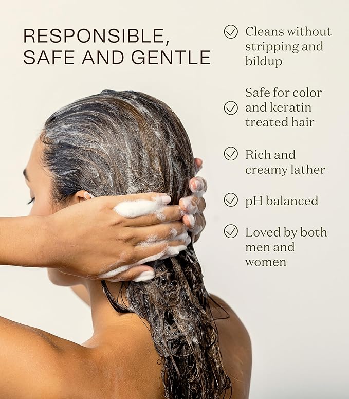 Ingreendients Natural Shampoo With Organic Ingredients - Sulfate Free, Color Safe, Non Toxic With Tea Tree Oil & Apple Cider Vinegar, Vegan, Gluten Free, pH Balanced