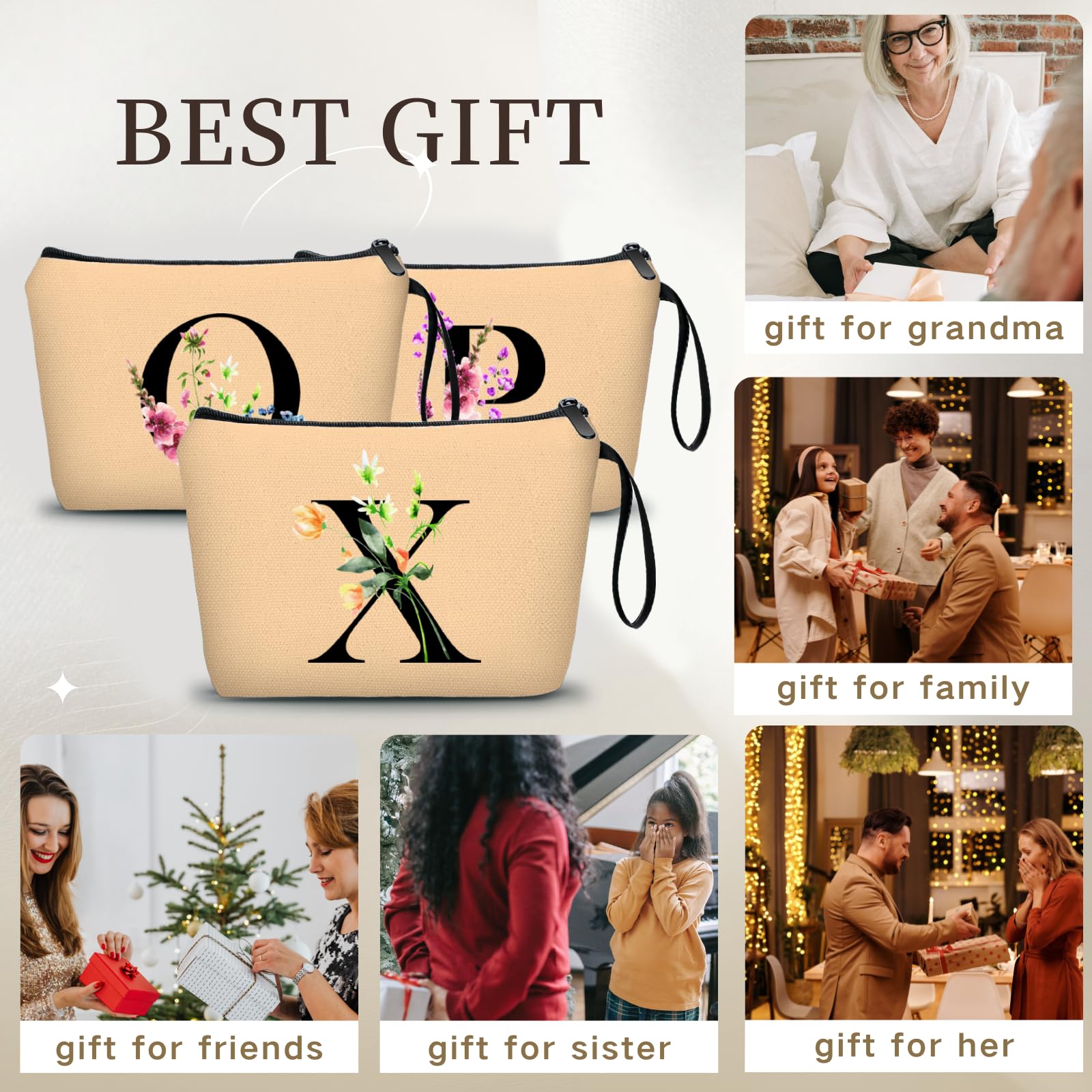 Happy Birthday Friendship Bridesmaid Team Gifts for Employees Women Mom Aunt Daughter Teenage Girl Personalized Make up Cosmetic Bag Travel with Mirror Mothers Day Christmas Graduation X
