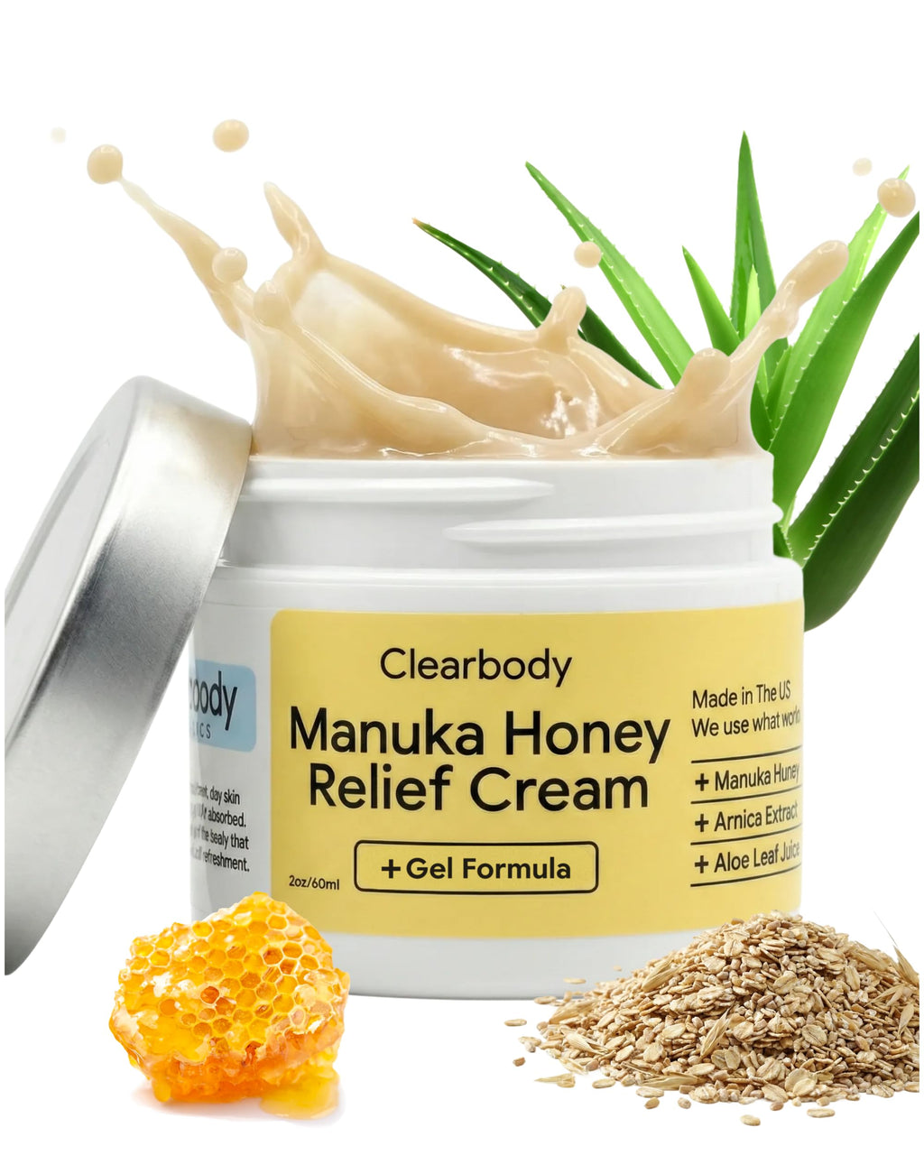 Clearbody Organics 2oz Manuka Honey Gel Eczema Cream with Colloidal Oatmeal