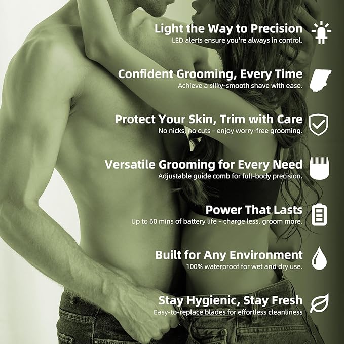 No-Nick Ball Trimmer for Men Ceramic Blade, Pubic Hair Trimmer, Green