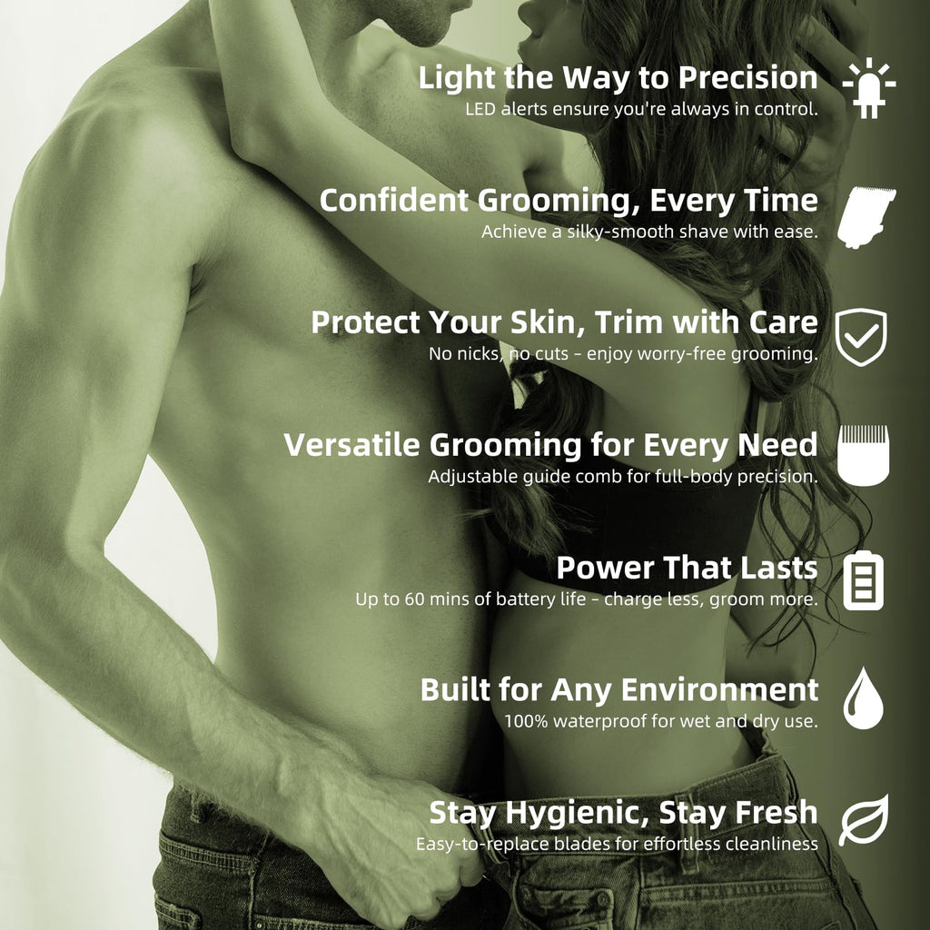 No-Nick Ball Trimmer for Men Ceramic Blade, Pubic Hair Trimmer, Green