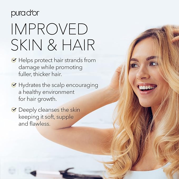 PURA D'OR Organic Castor Oil – Pure Cold-Pressed, Hexane-Free, USDA Certified - Hair, Lashes, Brows, Scalp, Skin: Supporting Softness, Strength, Hydration, Shine & Radiance 4 Oz - Ayurvedic Hair Care