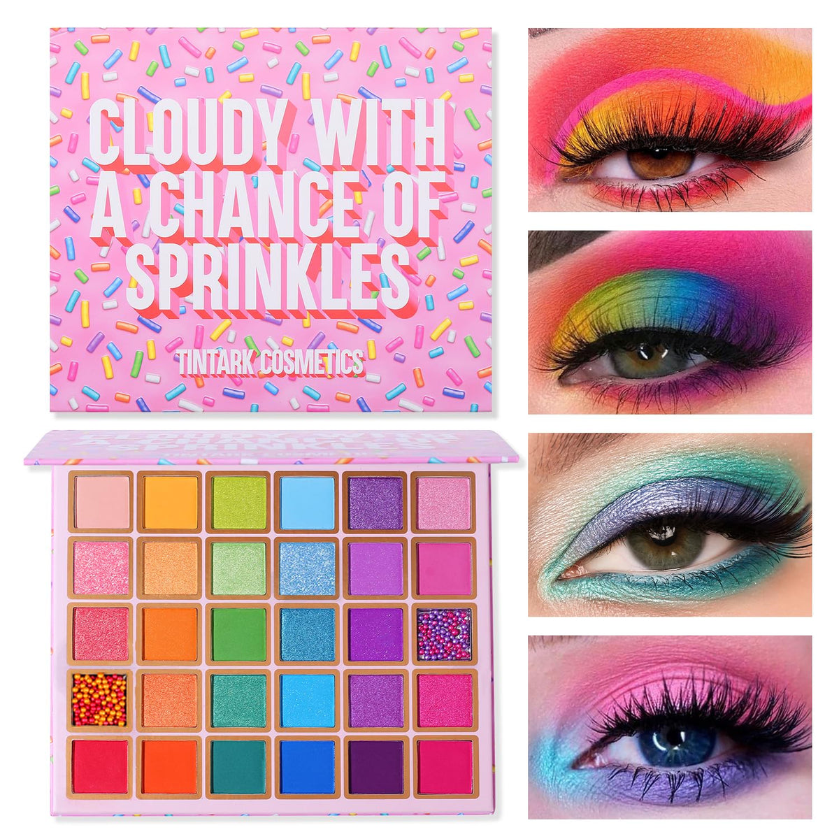 Tintark 30 Color Rainbow Eyeshadow Palette with Mirror