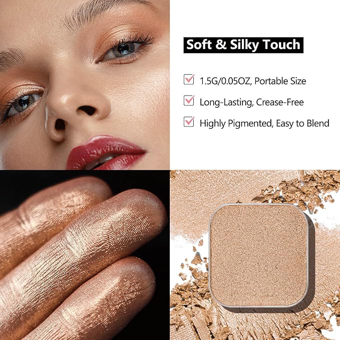 Fillwie Neutral Eyeshadow Trio, Matte & Shimmer Single Pan Refills