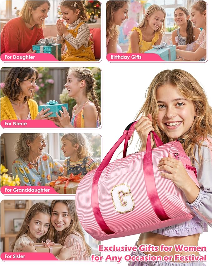 Vogewood Dance Recital Gifts, Girls Travel Duffle Bag Kids Initial Gift
