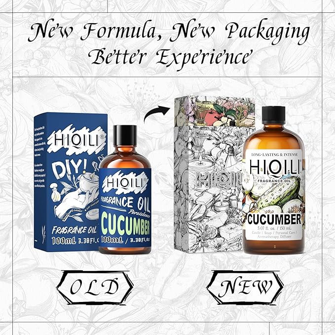 HIQILI Cucumber Fragrance Oil for Diffuser, DIY Soap & Candle - 5.07 Fl Oz