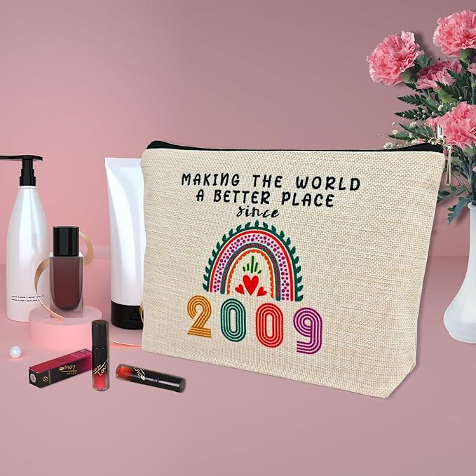 ancpeany 17th Birthday Decorations for Girls, 17th Birthday Gifts for Girls, Her, Teenage Girls, Sister, Daughter, Granddaughter, 2009 Funny 17 Year Old Girl Gift Ideas Makeup Bag, Cosmetic Travel Bag
