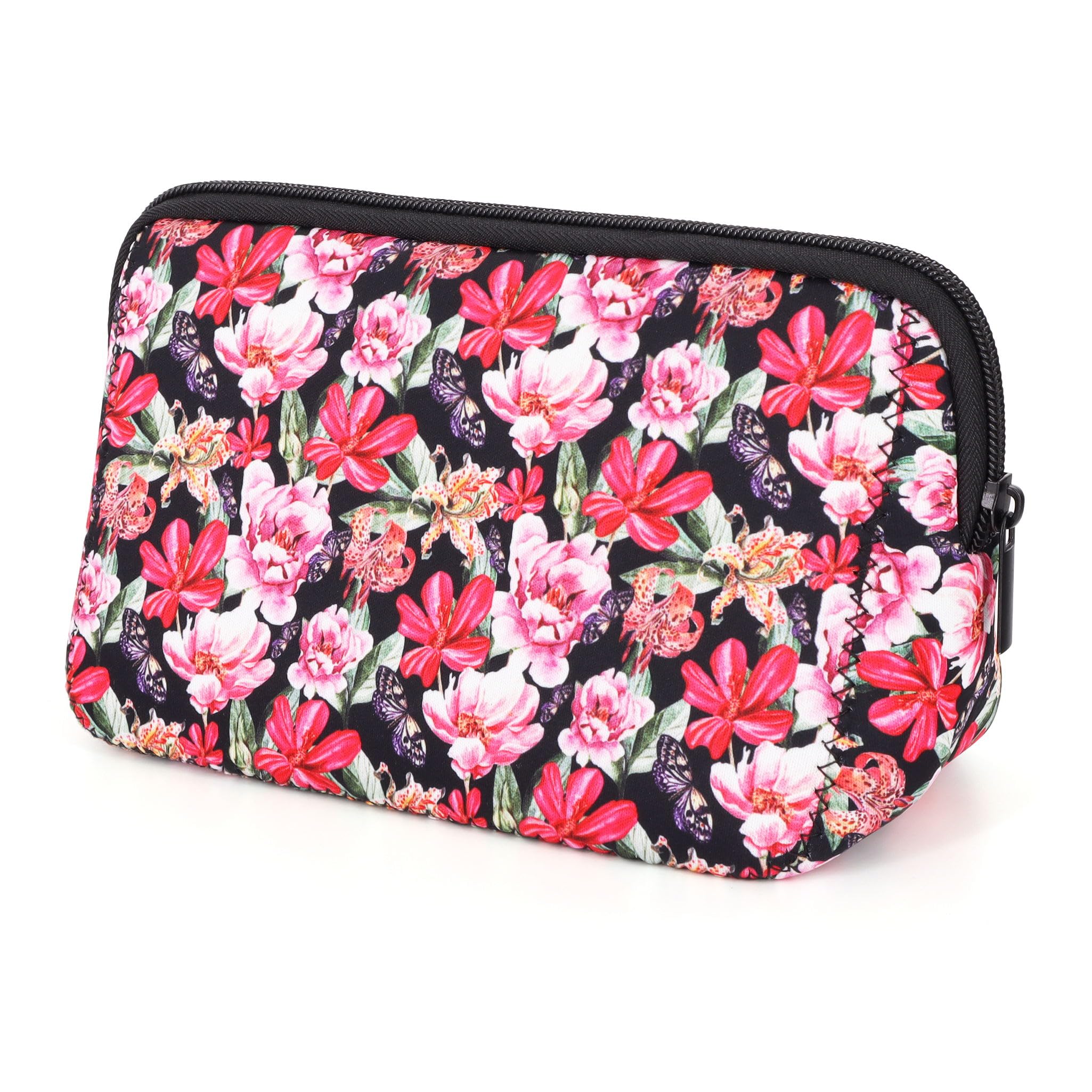 AJLTPA Waterproof Neoprene Cosmetic Bag, Floral Prints