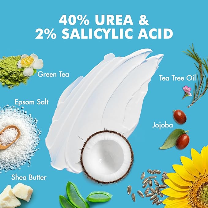 Ebanel Urea Cream 40% plus Salicylic Acid 2% for Dry Cracked Feet Skin, 3PK