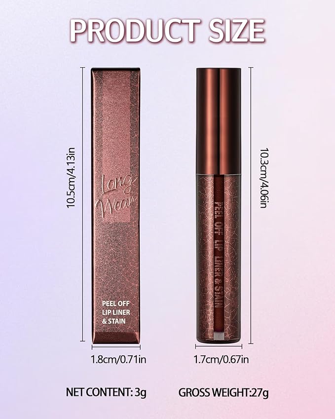 Peel Off Lip Liner Stain, Long Lasting Waterproof Lip Tint Stain Peel Off