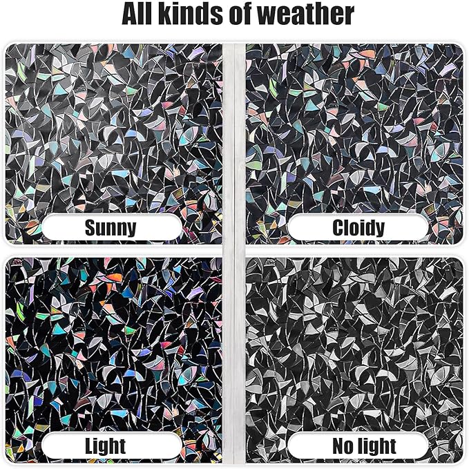 QHY Sunshine Total Blackout Window Film Privacy， Frosted Glass Window Film，Black Window Tint， No Glue， Detachable, no Marks, Suitable for Repeated use (Black Rainbow, 23.6 in X 78.7 in)