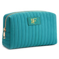 BagUrshion Monogrammed Make Up Bags for Women,Personalized Cosmetic Bags Women,Small Quilted Makeup Pouch,Cute Makeup Bag Travel,Birthday Gifts for Teen Girl (Blue F)