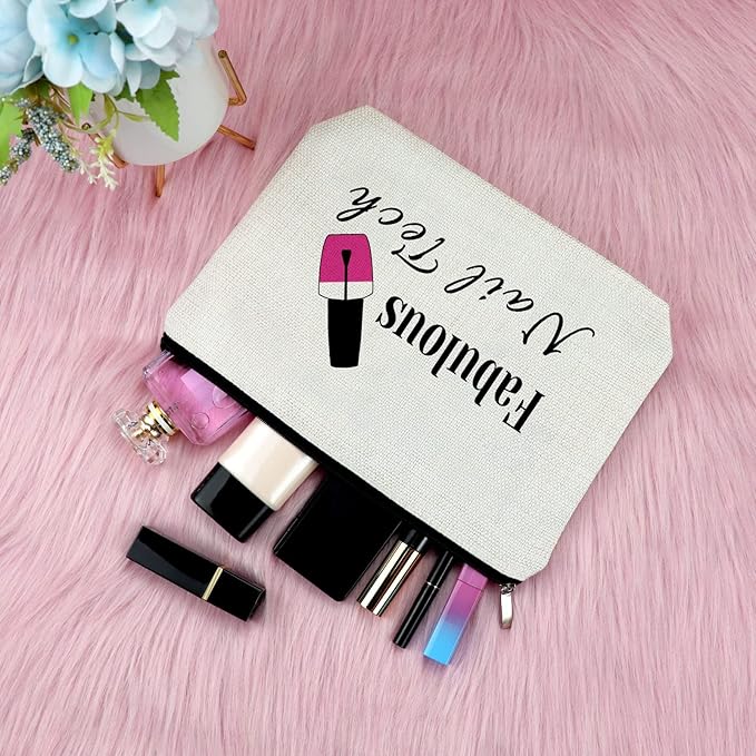 Nail Artist Appreciation Gifts Makeup Bag Nail Technician Gift for Women Graduation Presents Cosmetic Bag Retirement Birthday Presents for Her Women Christmas Thanksgiving Keepsake Travel Pouch
