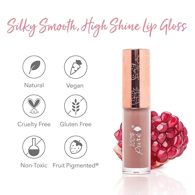100% PURE Lip Gloss, Pink Caramel, 0.17 fl oz