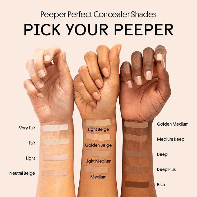 Winky Lux Peeper Perfect Under Eye Concealer, Makeup & Eye Brightener, Full Coverage Concealer for Dark Circles, Color Corrector & Eye Primer, With Collagen, Hyaluronic Acid & Vitamin E (Medium)