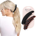 Kitsch Banana Hair Clips For Women – All Hair Types - Black & Tort, 2pcs