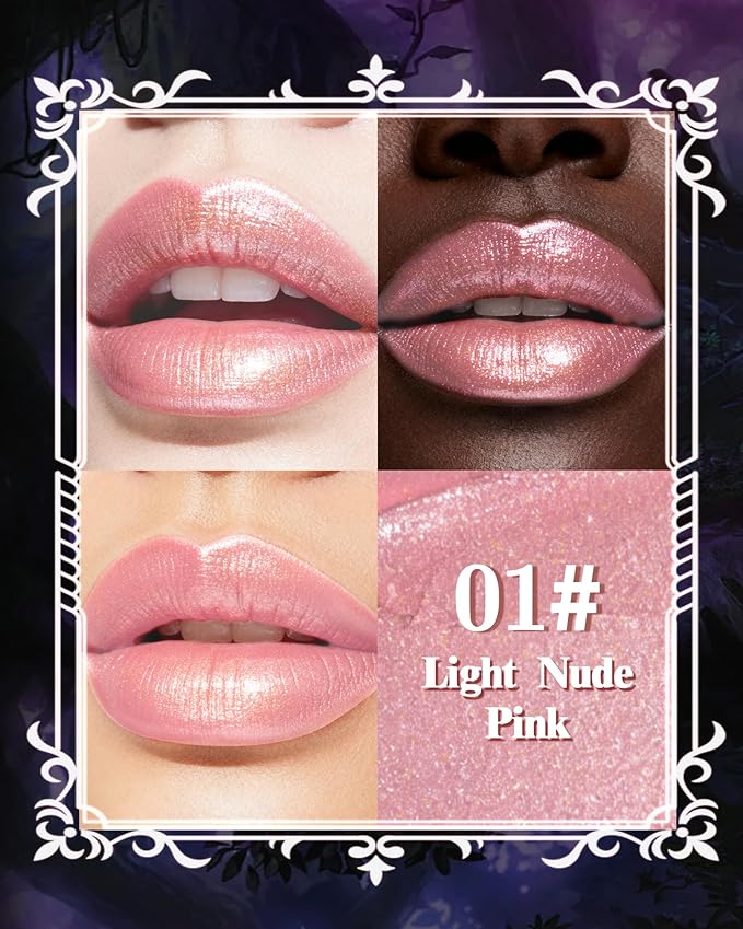 Metallic Lipstick,Light Nude Pink Shimmer Lipstick for Halloween-01