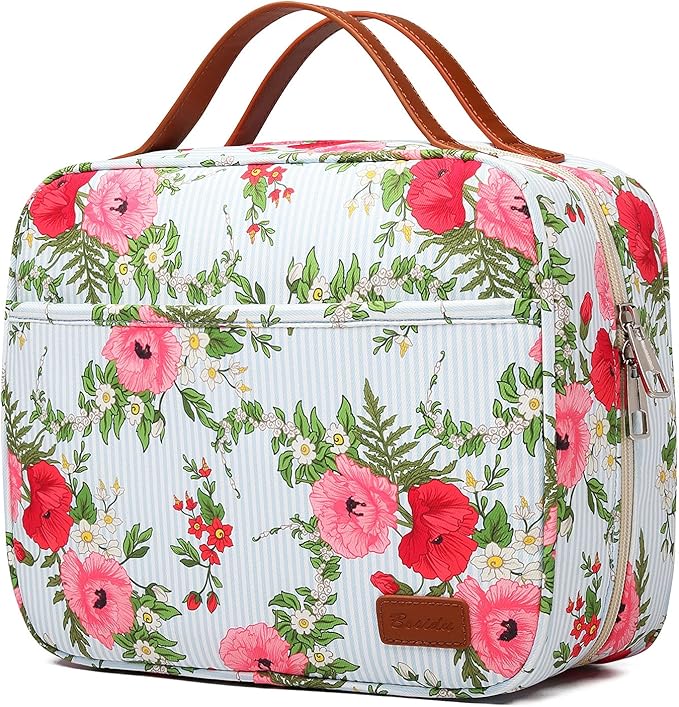 Bosidu Hanging Travel Toiletry Bag, Large Capacity Cosmetic Travel Toiletry Organizer for Women with 4 Compartments & 1 Sturdy Hook, Perfect for Daily Use/Christmas